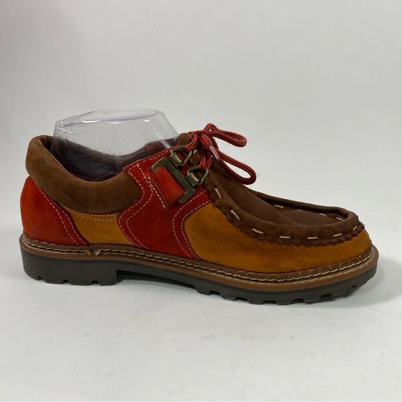 DIBA Leather Multicolor Vintage Shoes With Lug Soles. Color Brown/Red SZ 7.5 - Picture 5 of 11